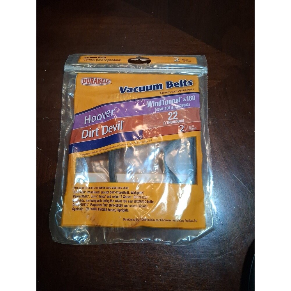 New Sealed Durabelt Vacuum Belt 2 Pack Dirt Devil 22 Hoover Wind Tunnel 160